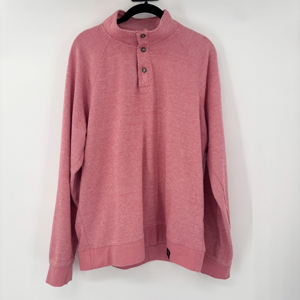 Margaritaville Island Reserve Medium Red Herringbone Cotton Henley Pullover Sz M